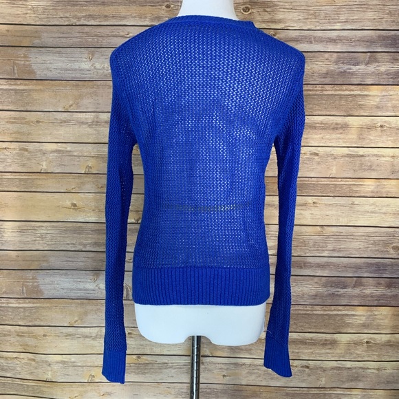 Athleta Royal Blue Mesh Zip Front Cardigan Sweater - Picture 2 of 8